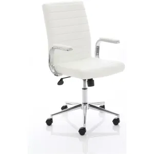 Ezra Medium Back Leather Executive Office Chair with Boomerang Arms