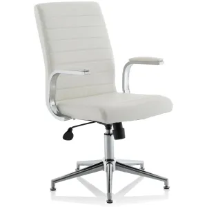 Ezra Medium Back Leather Executive Office Chair with Boomerang Arms