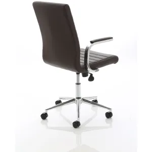 Ezra Medium Back Leather Executive Office Chair with Boomerang Arms