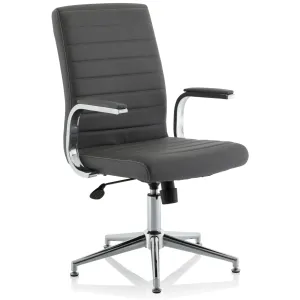 Ezra Medium Back Leather Executive Office Chair with Boomerang Arms