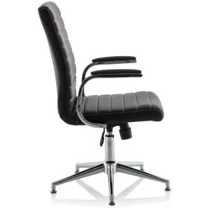 Ezra Medium Back Leather Executive Office Chair with Boomerang Arms