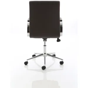 Ezra Medium Back Leather Executive Office Chair with Boomerang Arms