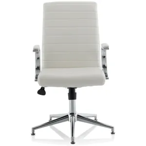 Ezra Medium Back Leather Executive Office Chair with Boomerang Arms
