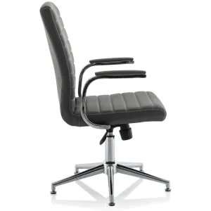 Ezra Medium Back Leather Executive Office Chair with Boomerang Arms