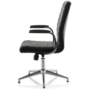 Ezra Medium Back Leather Executive Office Chair with Boomerang Arms