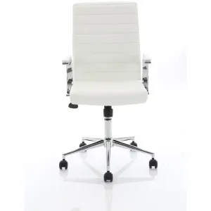 Ezra Medium Back Leather Executive Office Chair with Boomerang Arms