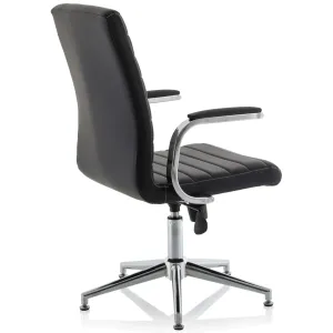 Ezra Medium Back Leather Executive Office Chair with Boomerang Arms