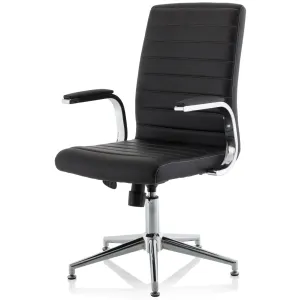 Ezra Medium Back Leather Executive Office Chair with Boomerang Arms