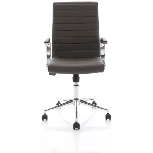 Ezra Medium Back Leather Executive Office Chair with Boomerang Arms