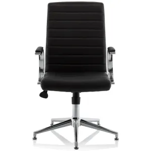 Ezra Medium Back Leather Executive Office Chair with Boomerang Arms