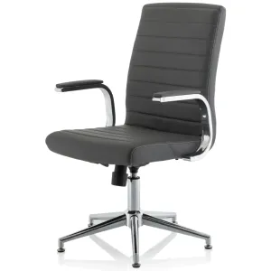 Ezra Medium Back Leather Executive Office Chair with Boomerang Arms