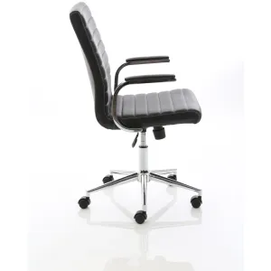 Ezra Medium Back Leather Executive Office Chair with Boomerang Arms