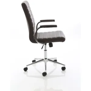 Ezra Medium Back Leather Executive Office Chair with Boomerang Arms
