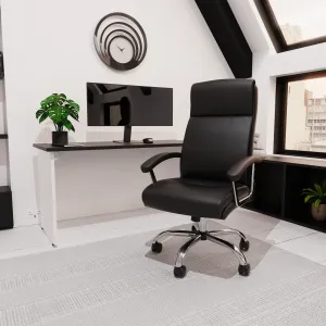 Hatley High Back Black Leather Executive Office Chair with Arms