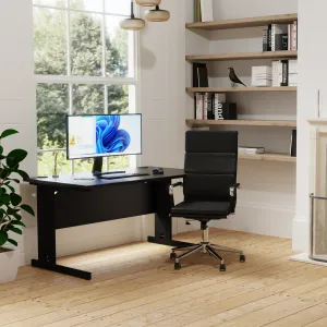 Hawkes High Back Black Leather Executive Office Chair with Arms