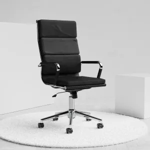 Hawkes High Back Black Leather Executive Office Chair with Arms