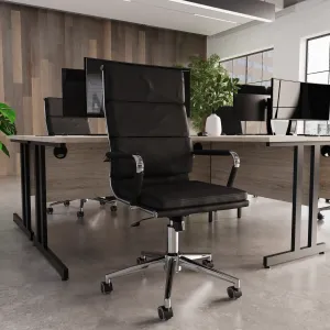 Hawkes High Back Black Leather Executive Office Chair with Arms