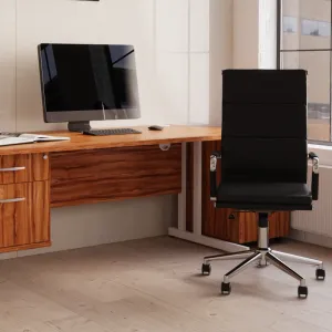 Hawkes High Back Black Leather Executive Office Chair with Arms