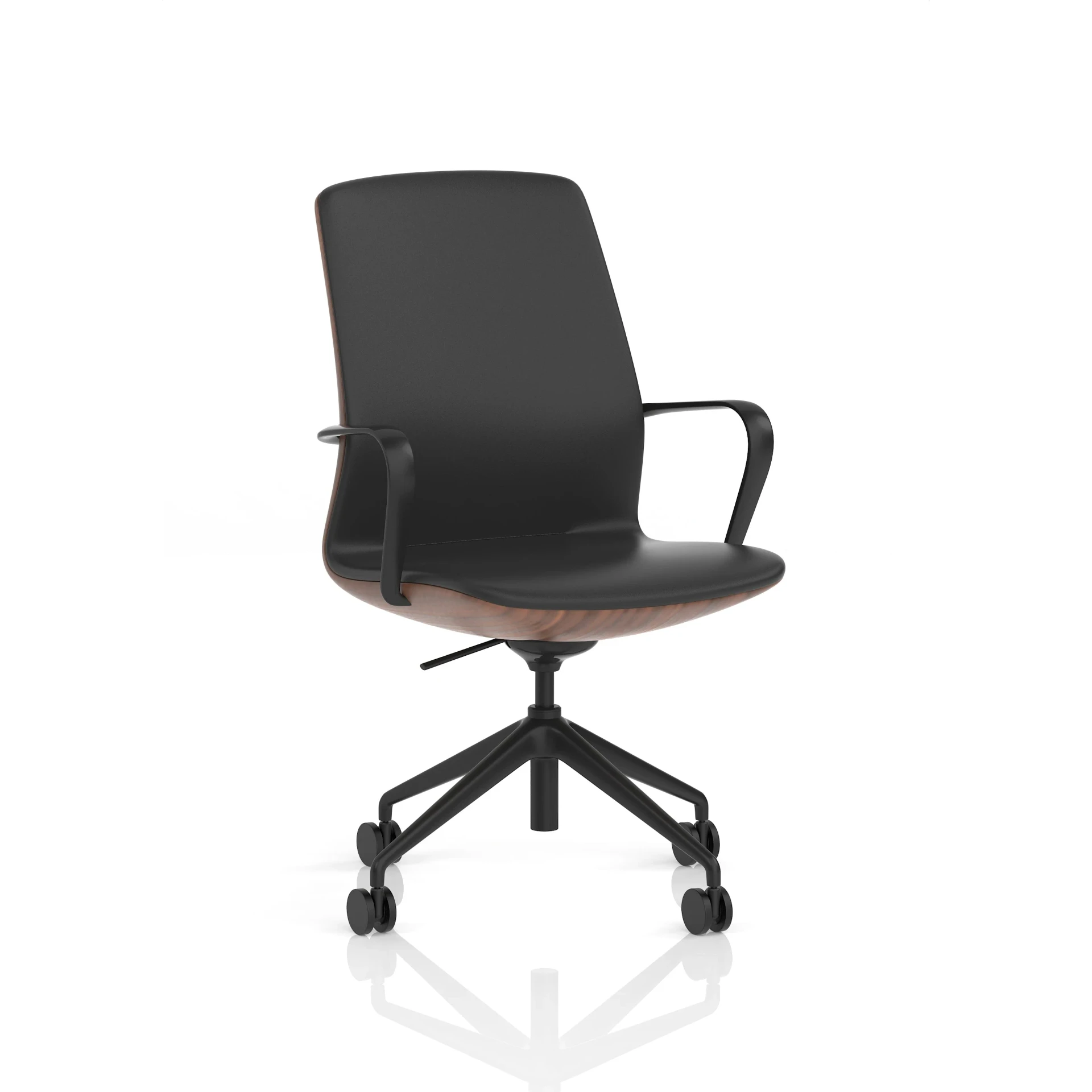 Mara Black PU Executive Office Chair with Wood or White Shell