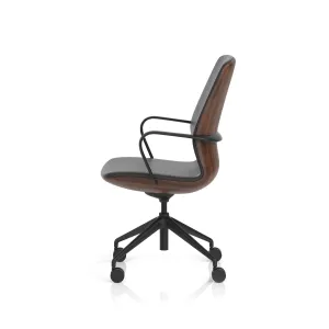 Mara Black PU Executive Office Chair with Wood or White Shell