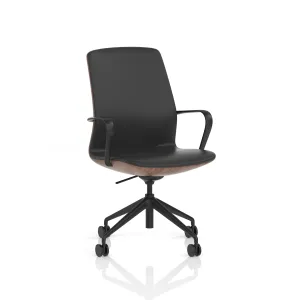 Mara Black PU Executive Office Chair with Wood or White Shell