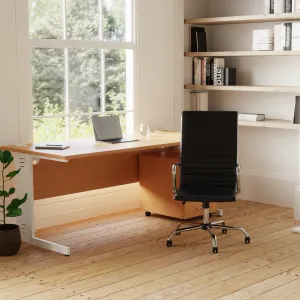 Nola Black Leather Executive Office Chair with Arms