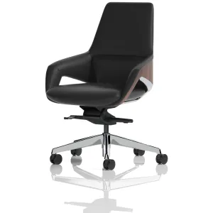 Olive High Back Executive Office Chair with Wood Effect Detailing