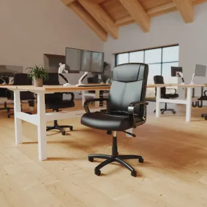 Plaza High Back Executive Black Leather Office Chair with Arms