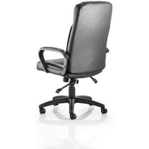 Plaza High Back Executive Black Leather Office Chair with Arms