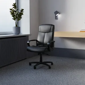 Plaza High Back Executive Black Leather Office Chair with Arms