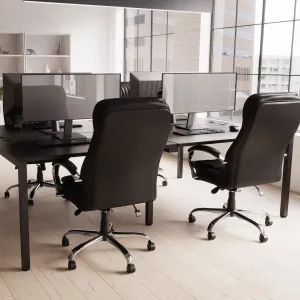 Rocky High Back Executive Black Leather Office Chair with Arms