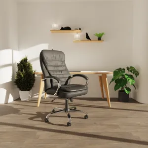 Rocky High Back Executive Black Leather Office Chair with Arms