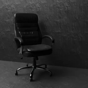 Rocky High Back Executive Black Leather Office Chair with Arms
