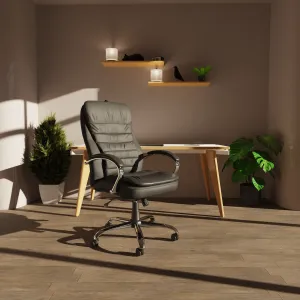 Rocky High Back Executive Black Leather Office Chair with Arms