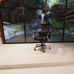 Rocky High Back Executive Black Leather Office Chair with Arms