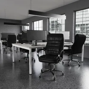 Rocky High Back Executive Black Leather Office Chair with Arms