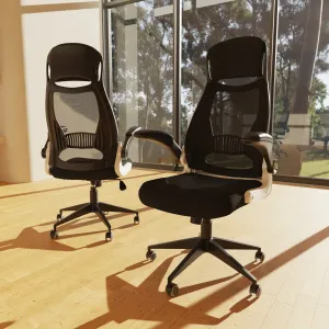 Saturn High Mesh Back Black Executive Office Chair with Arms