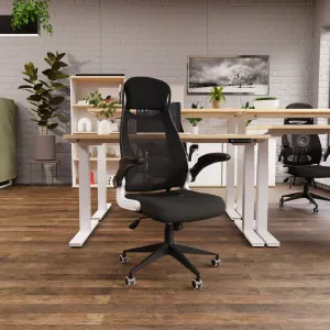 Saturn High Mesh Back Black Executive Office Chair with Arms