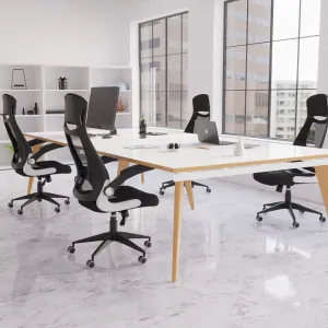 Saturn High Mesh Back Black Executive Office Chair with Arms