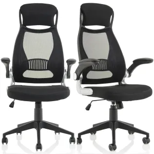 Saturn High Mesh Back Black Executive Office Chair with Folding Arms