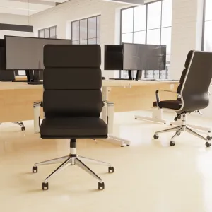Savoy High Back Executive Black Leather Office Chair with Arms