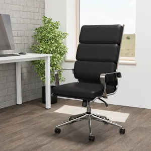 Savoy High Back Executive Black Leather Office Chair with Arms