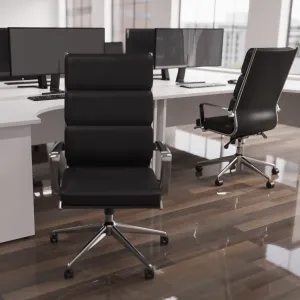Savoy High Back Executive Black Leather Office Chair with Arms