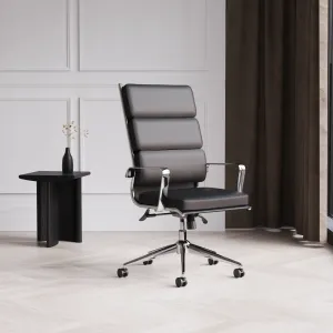 Savoy High Back Executive Black Leather Office Chair with Arms