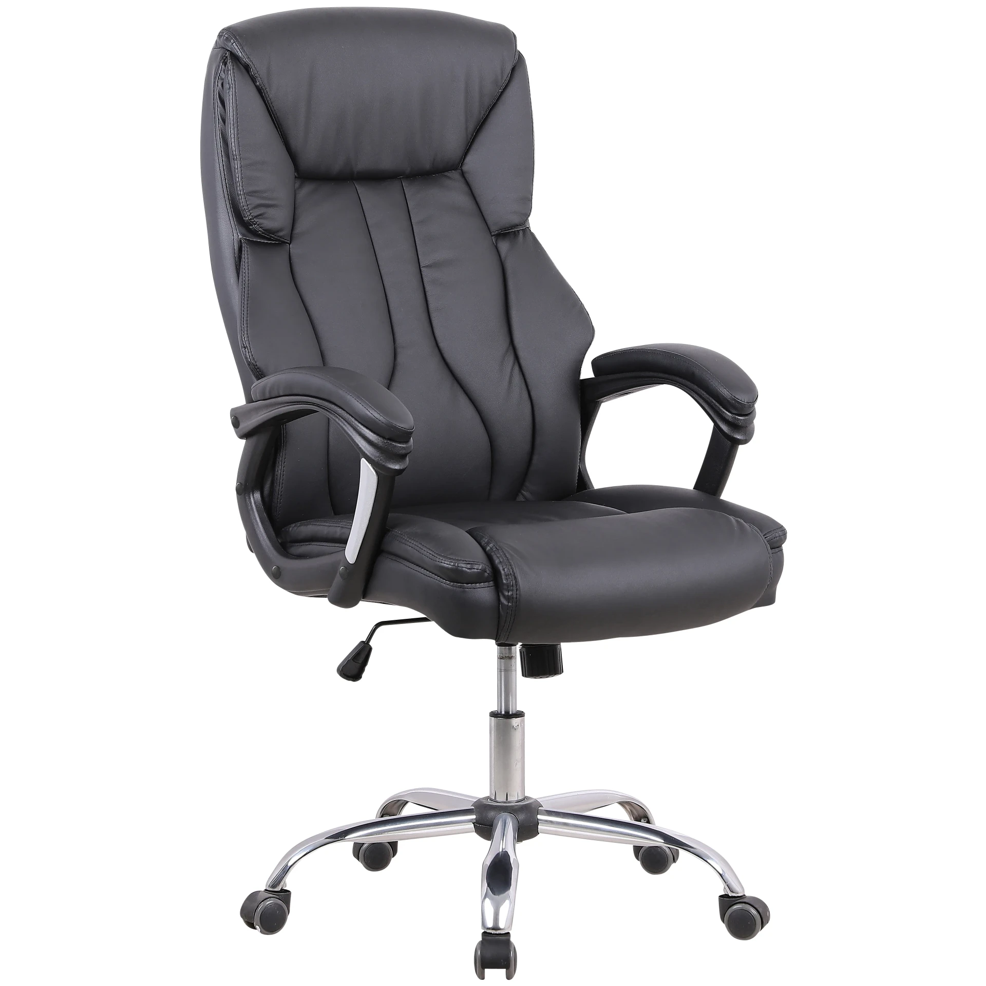 Stratford High Back Executive Black Leather Office Chair with Arms