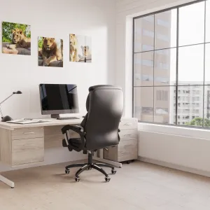 Stratford High Back Executive Black Leather Office Chair with Arms