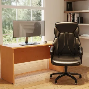 Stratford High Back Executive Black Leather Office Chair with Arms