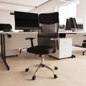 Vegalite High Mesh Back Black Executive Office Chair with Arms