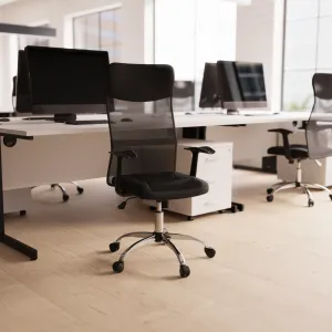 Vegalite High Mesh Back Black Executive Office Chair with Arms
