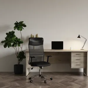 Vegalite High Mesh Back Black Executive Office Chair with Arms